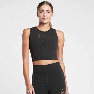 Athleta Black Mudra Crop Top Sleeveless Long Line Bra size S/M